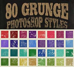 80个斑驳污渍风格的PS图层样式：80 Grunge Photoshop Styles